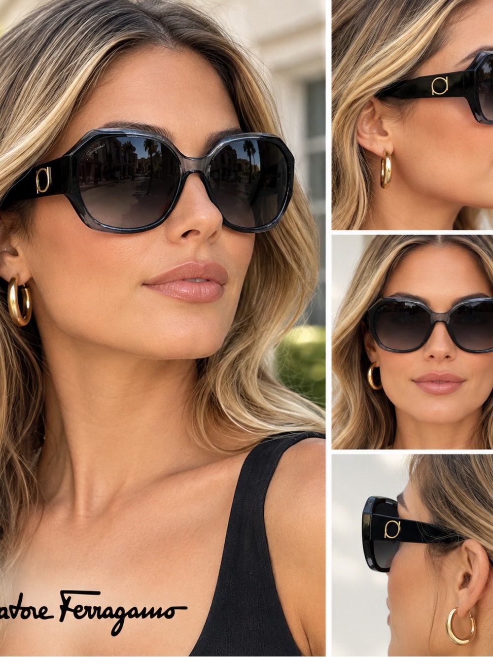 Salvatore Ferragamo NeBlack Oversized Butterfly Frame Gradient Lens Box